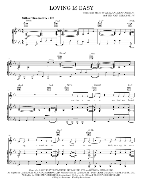 Loving is easy - Rex Orange County (Piano-Vocal-Guitar)