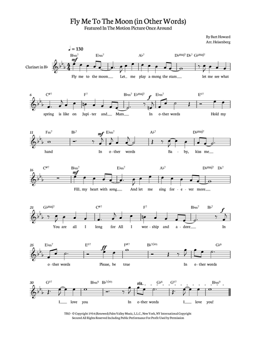 Fly Me To The Moon (in Other Words) (Arr. Heisenberg) - Tony Bennett (Clarinet Solo)