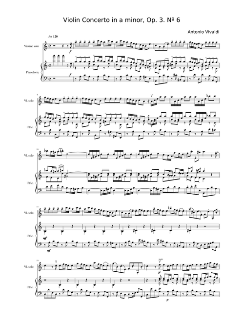 Violin Concerto in a minor, Op. 3. Nº 6 1. mouvment (piano accompaniment)