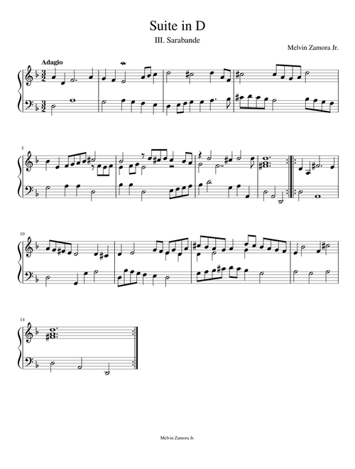 Suite in D - III. Sarabande (Original Composition)