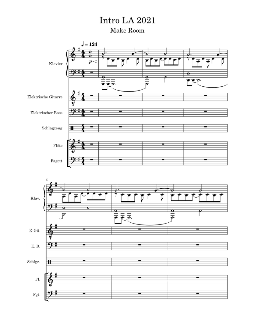 LA Intro 2021 Sheet music for Piano, Flute, Bassoon, Guitar & more