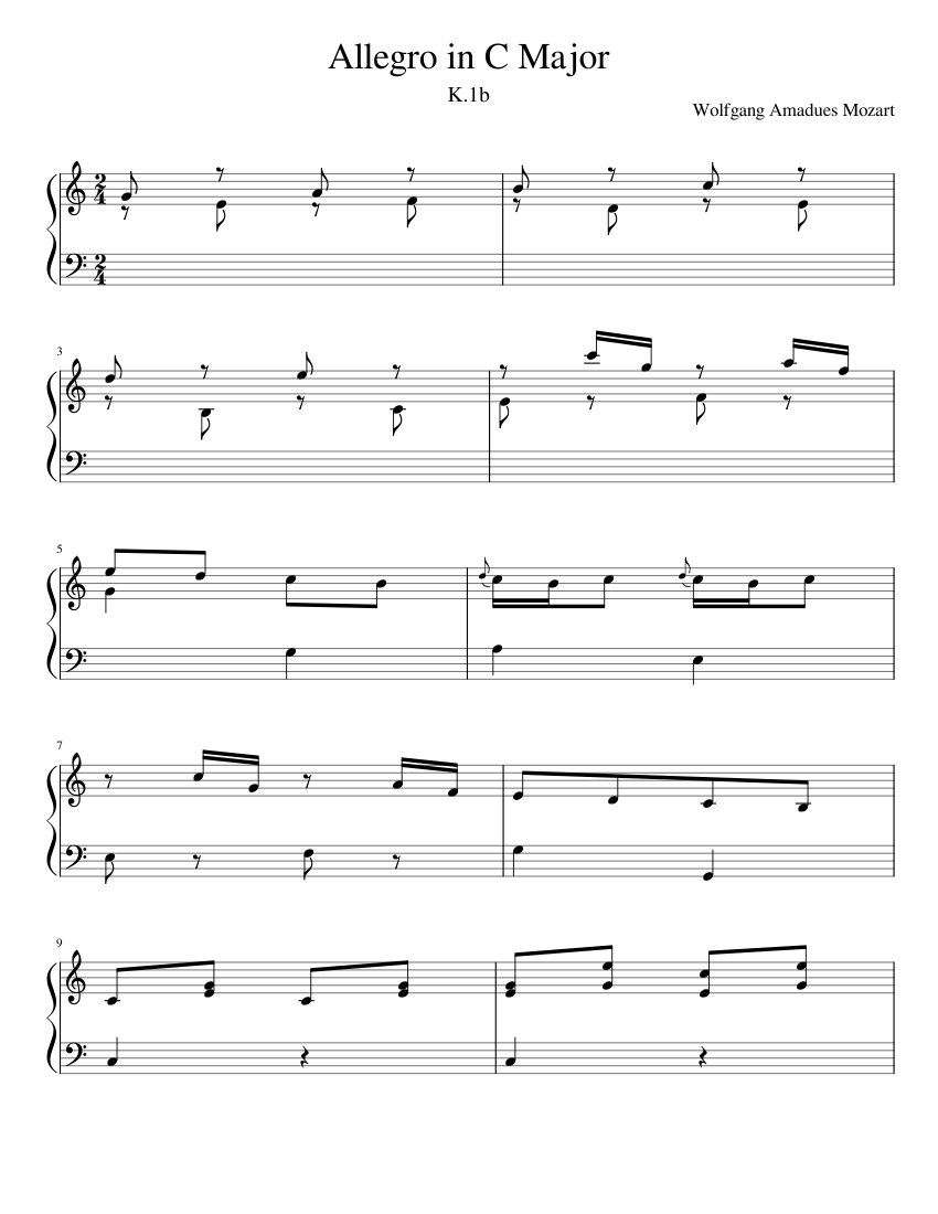Allegro in C Major Sheet music for Piano (Solo) Easy | Musescore.com