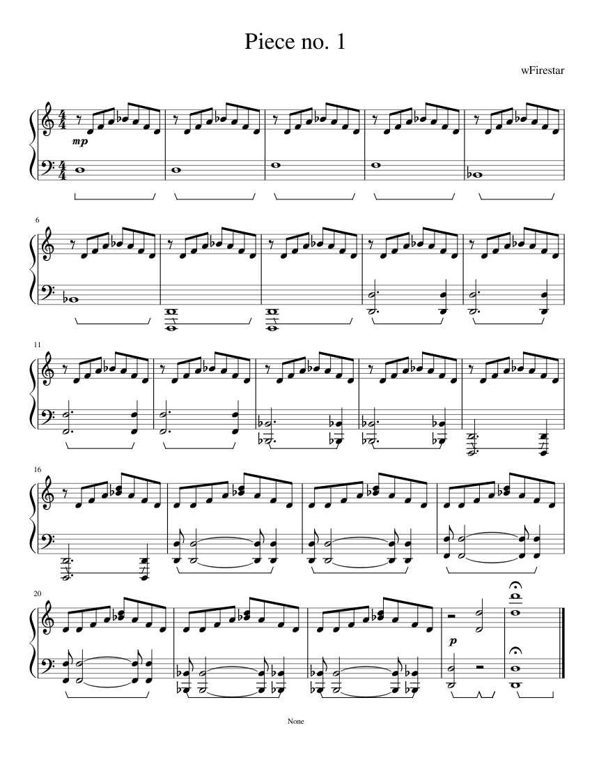 Piece no. 1 Sheet Music for Piano (Solo) easy | MuseScore.com