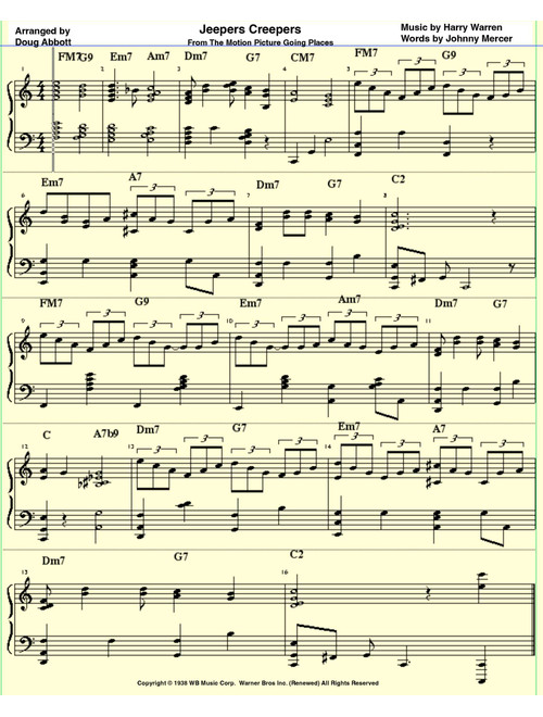 Jeepers Creepers (Arr. Doug Abbott) - Harry Warren (Piano-Vocal-Guitar (Piano Accompaniment))
