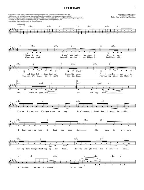 Let It Rain - Toby Gad, Jordin Sparks (Lead Sheet - Fake Book)