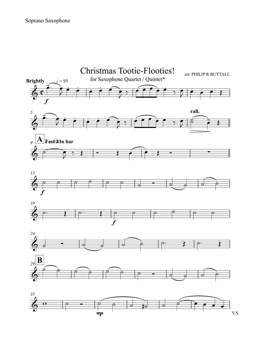 Christmas Tootie-Flooties! (Saxophone Quartet / Quintet) - Set of Parts [x4 / 5] - Philip R Buttall (Woodwind Ensemble)