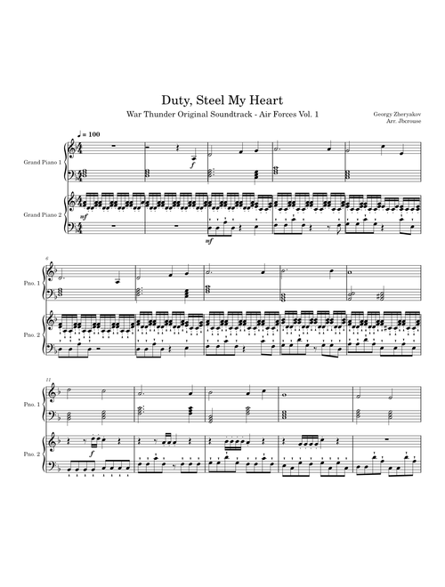 Duty, Steel My Heart – Georgy Zheryakov - Piano Duet