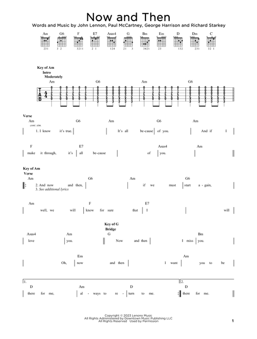 Now And Then - The Beatles (Guitar Lead Sheet)