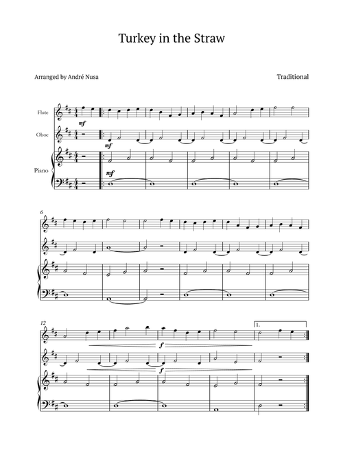 Turkey in the Straw (Arr. André Nusa) - Traditional (Small Ensemble)