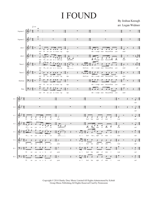 I Found (Arr. Logan Widmor) - Amber Run (Choral, SATB divisi)