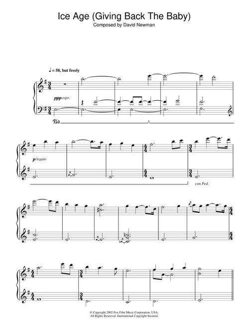 Giving Back The Baby (from Ice Age) - David Newman (Piano Solo)