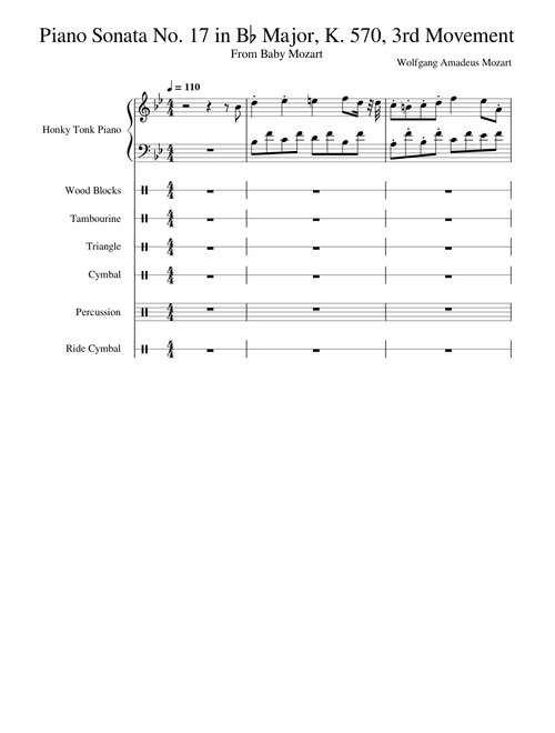 Piano Sonata No.17 in B-flat major, K.570 – Wolfgang Amadeus Mozart Piano Sonata No. 17 in B♭ Major, K. 570, 3rd Movement