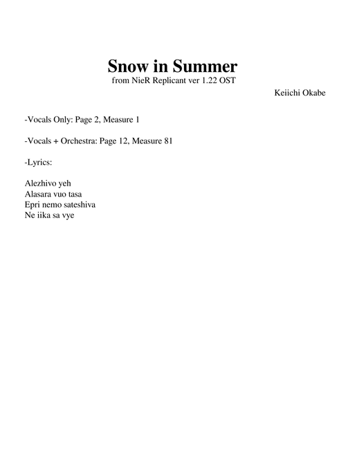 Snow in Summer