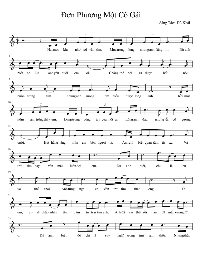 n Ph ng M t C G i Sheet Music for Piano (Solo) | MuseScore.com