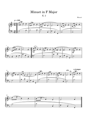 Play Official version of Minuet in F major, K.2 Sheet Music by Wolfgang ...