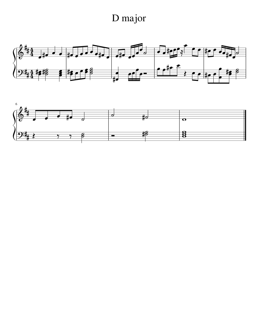 D major Sheet music for Piano (Solo) | Musescore.com