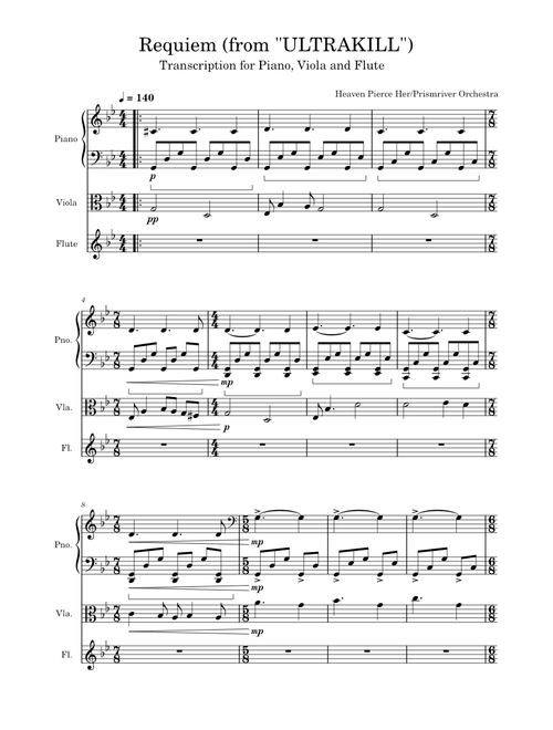 Requiem – Heaven Pierce Her (Transcription for Piano, Viola and Flute)