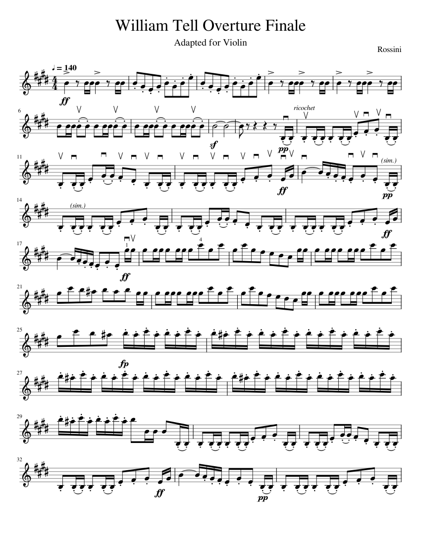 William Tell Overture violin music Violin (Solo) | Musescore.com