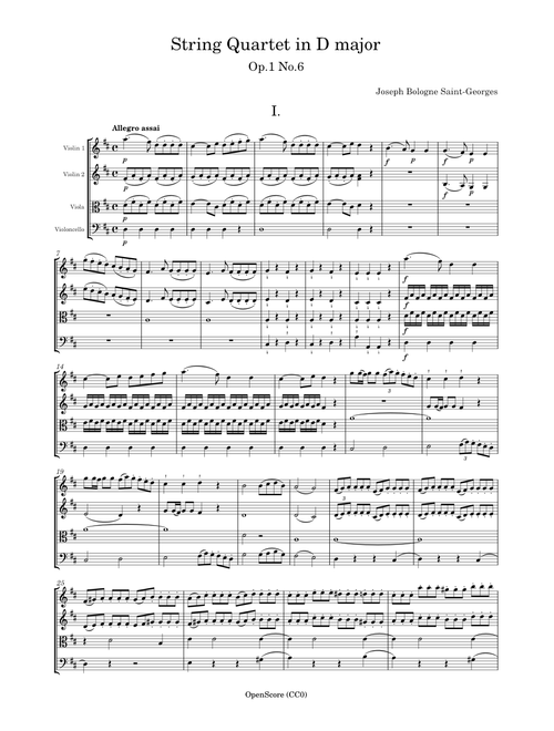 String Quartet in D major, Op.1 No.6 – Joseph Bologne Saint-Georges