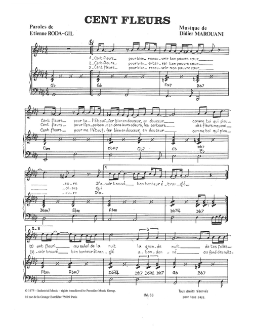 Cent Fleurs - Didier Marouani (Piano-Vocal-Guitar (Piano Accompaniment))