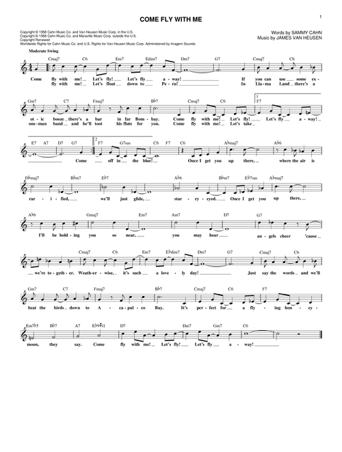 Come Fly With Me - Frank Sinatra (Lead Sheet - Fake Book)
