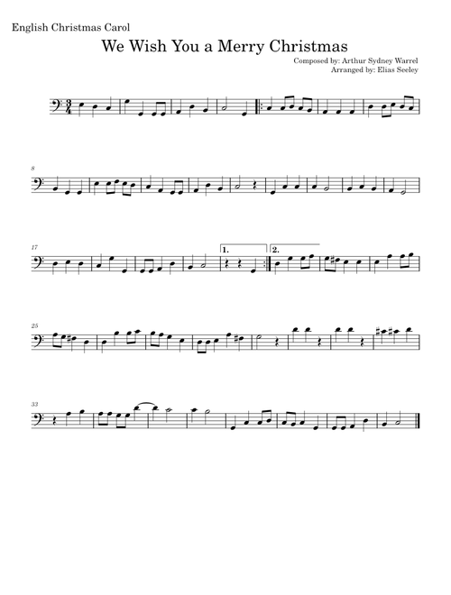We Wish You a Merry Christmas - Cello