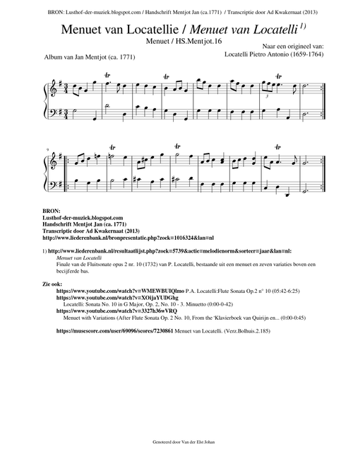 Menuet van Locatellie / Menuet van Locatelli (HS.Mentjot.16)