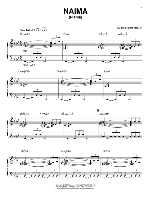 Naima (Niema) (arr. Brent Edstrom) - John Coltrane (Piano Solo)