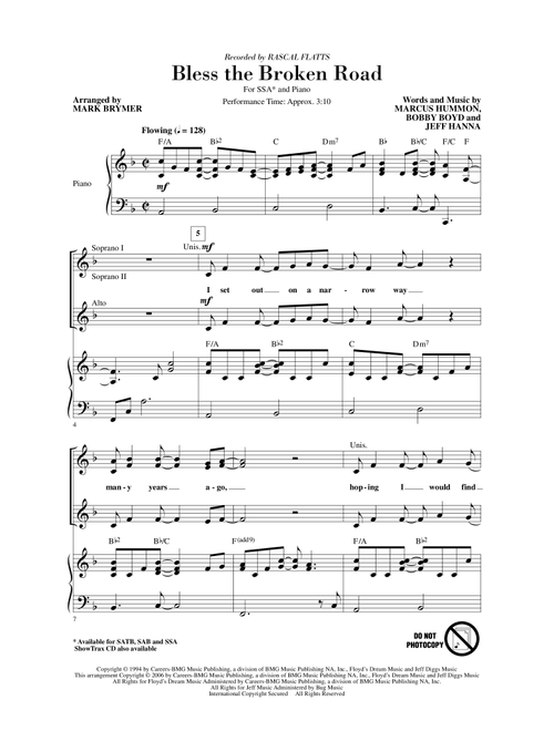 Bless The Broken Road (Arr. Mark Brymer) - Rascal Flatts (Choral, SSA)