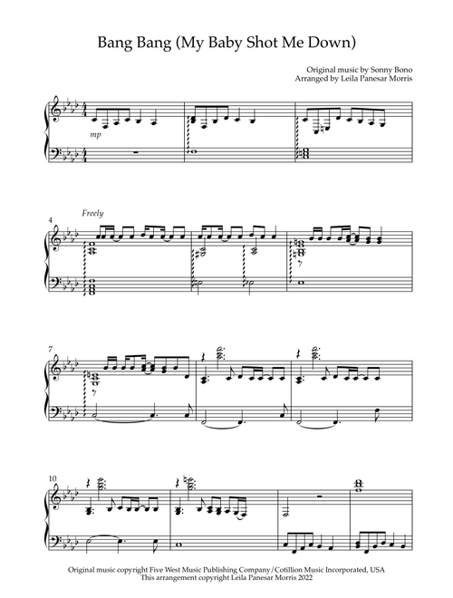 Bang Bang (my Baby Shot Me Down) (Arr. Inky Celeste) - Nancy Sinatra (Piano Solo)