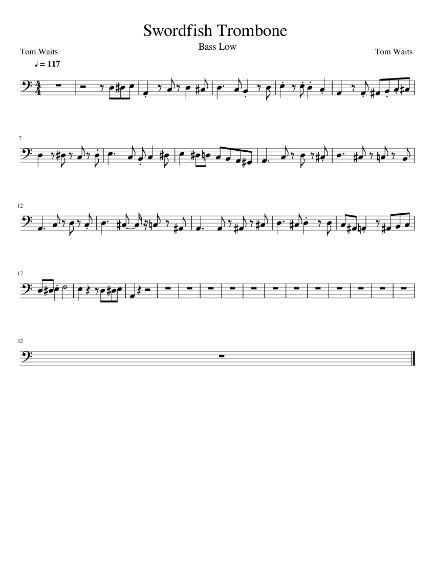 Swordfish Trombone Sheet music for Piano (Solo)