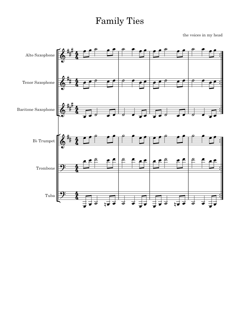 Family ties Baby Keem Family Ties Sheet music for Trombone, Tuba