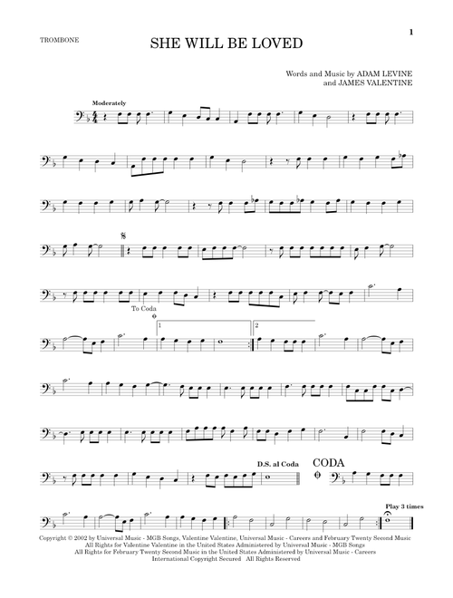 She Will Be Loved - Maroon 5 (Trombone Solo)