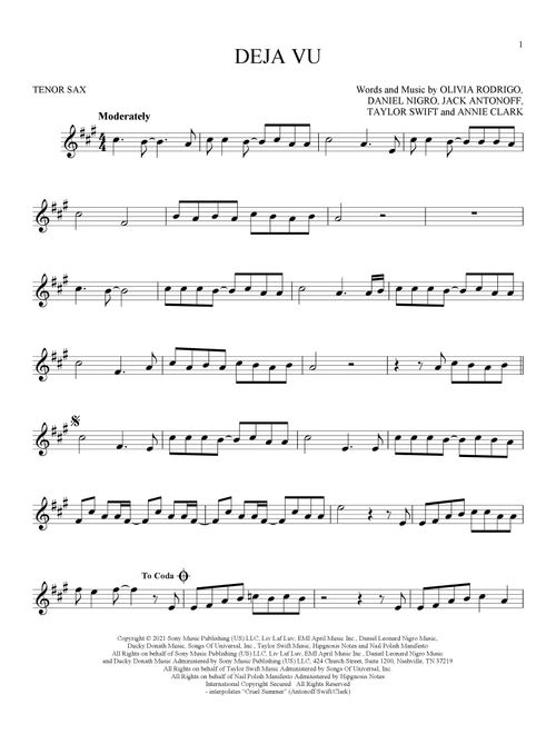 deja vu - Olivia Rodrigo (Tenor Sax Solo)