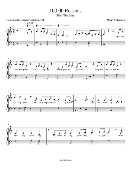 10 000 Reasons (C Major, easy)