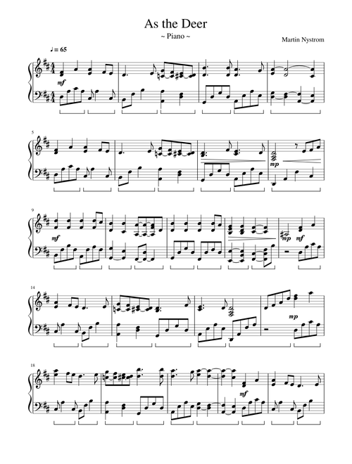 As the Deer - Piano in D Major