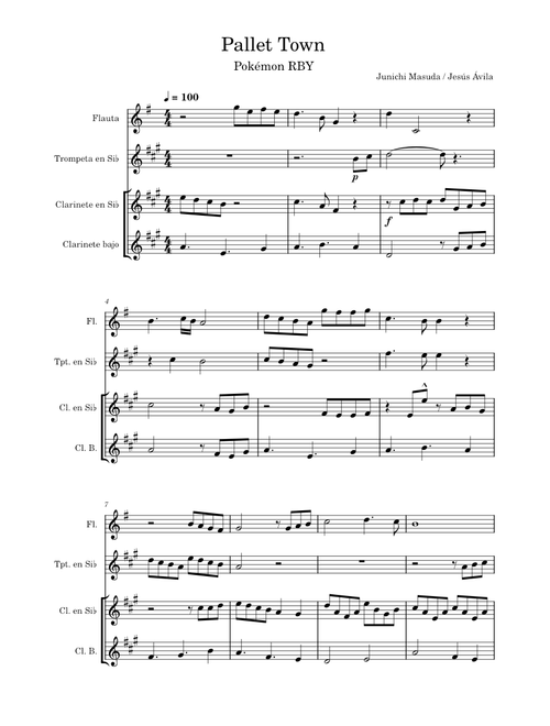Palett Town – Junichi Masuda Pallet Town - Wind Quartet