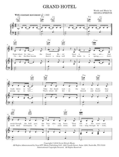 Grand hotel - Regina Spektor (Piano-Vocal-Guitar)