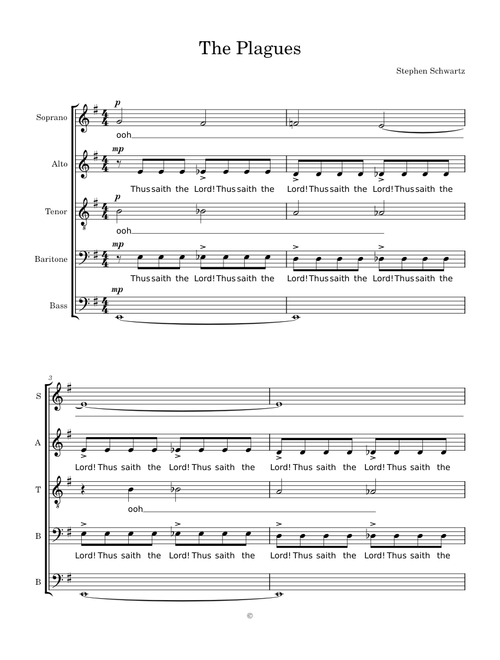 The Plagues – Stephen Schwartz The Plagues SATBB - A Capella