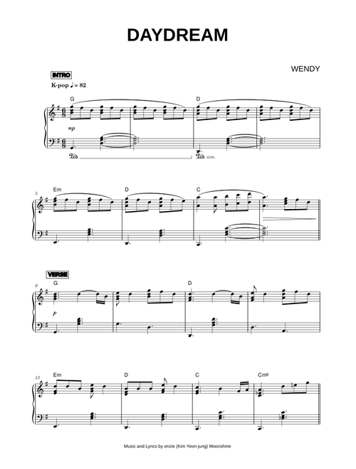 Daydream - WENDY (Piano)
