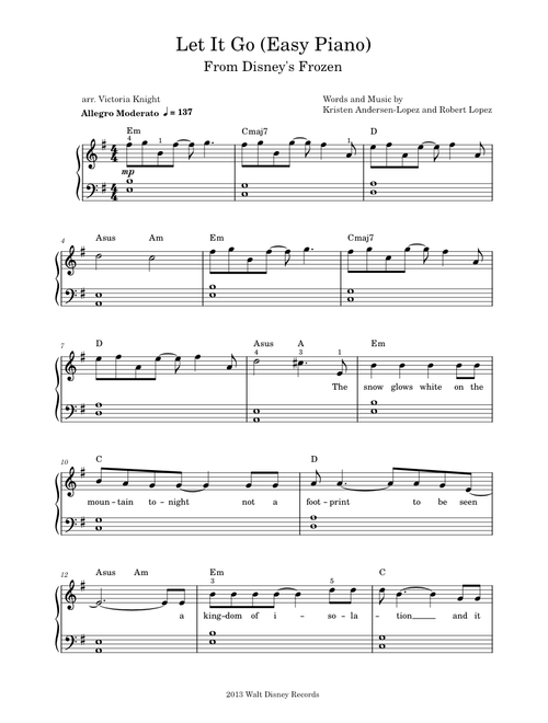 Let It Go – Idina Menzel (Beginner Ver.)