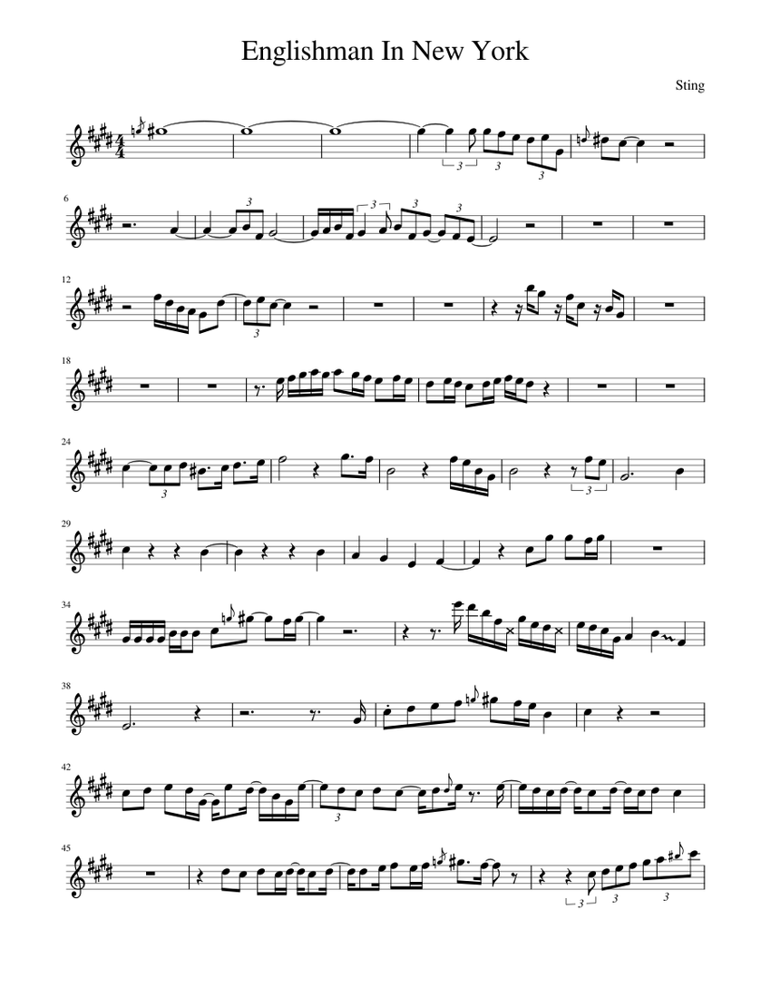 Englishman In New York Sheet music for Saxophone soprano (Solo