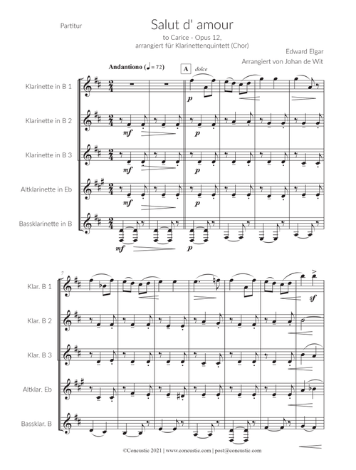 Salut d'amour for Clarinet Choir (Arr. Johan de Wit) - Edward Elgar (Woodwind Ensemble)