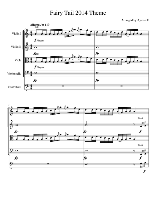 Fairy Tail 2014 Theme (For String Orchestra)