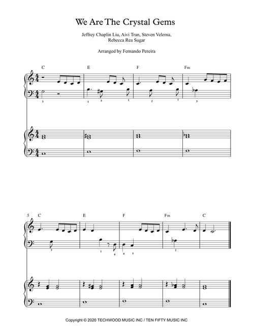 We Are The Crystal Gems (main Title) (Arr. Fernando Pereira) - Steven Universe (Easy Piano)