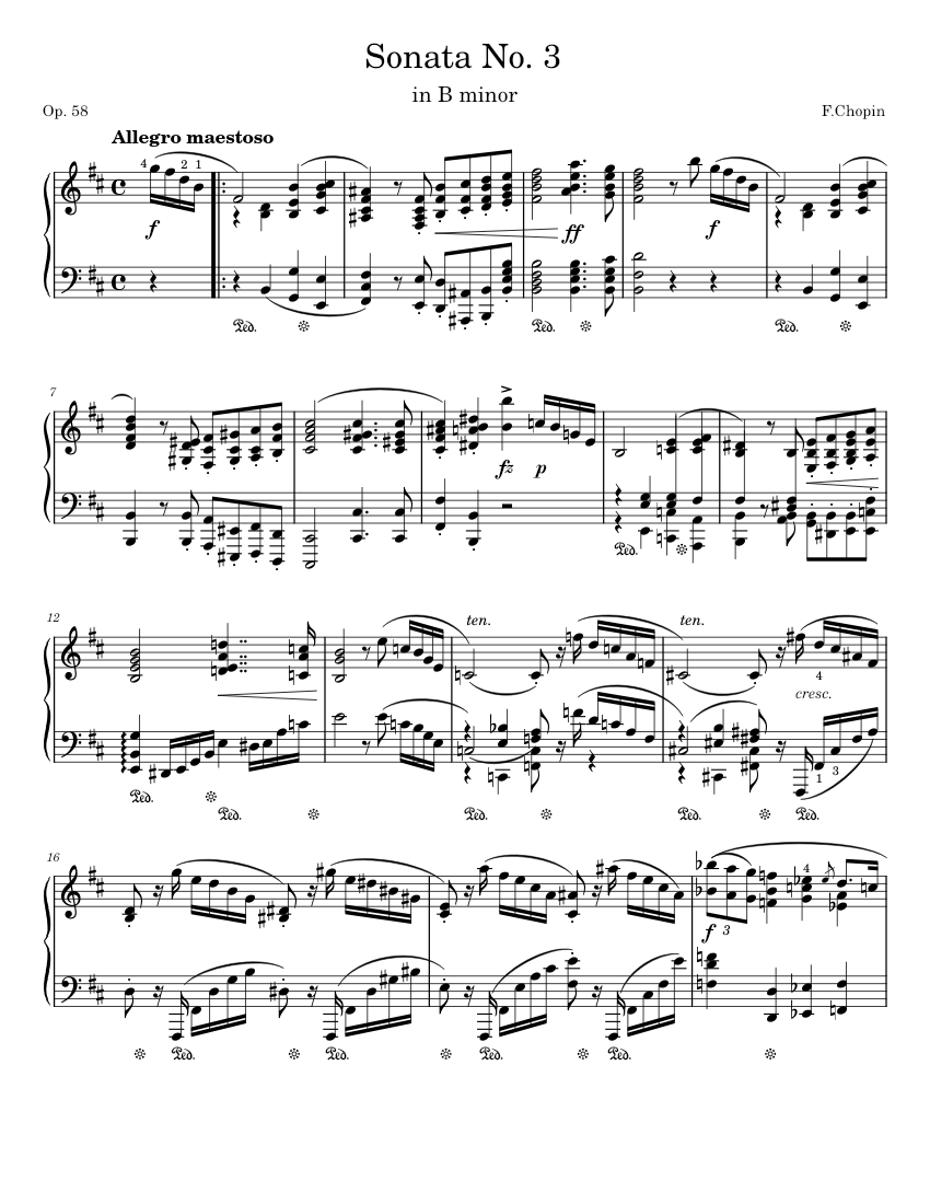 Chopin - Sonata No. 3, Op. 58 : 1st Movement Sheet Music for Piano
