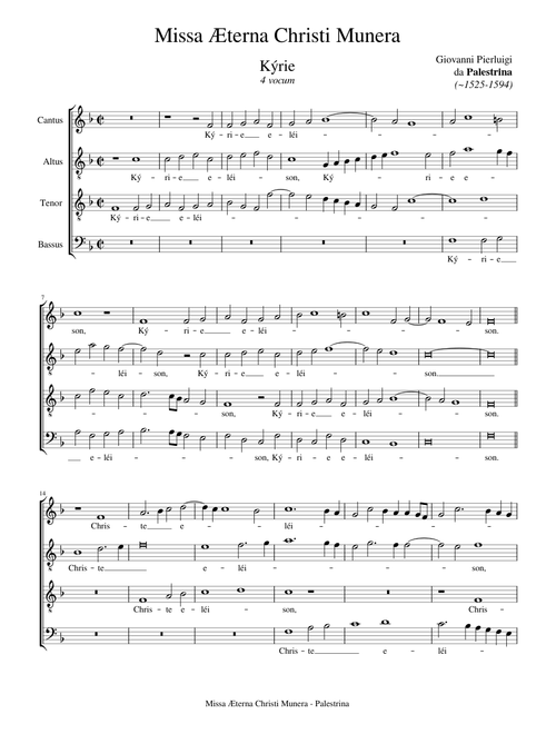 Missa Æterna Christi Munera - Palestrina
