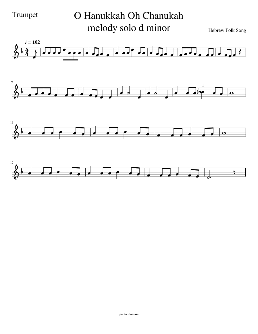 o-hanukkah-oh-chanukah-melody-solo-trumpet-sheet-music-for-trumpet-in-b-flat-solo-musescore-com