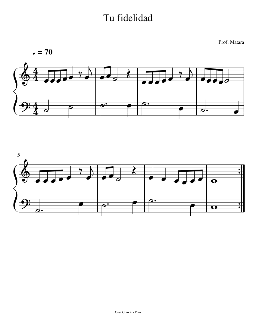 Tu fidelidad - Marcos Witt Sheet Music for Piano (Solo) easy ...