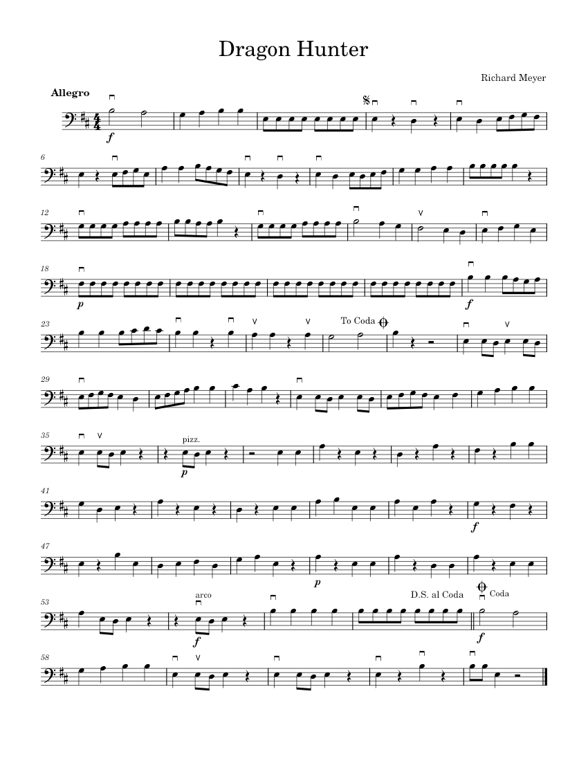 Dragon Hunter Richard Meyer (Cello) Sheet music for Cello (Solo